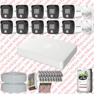 Hikvision 10 Kameralı Colorvu Hibrit Güvenlik Kamerası